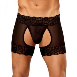 Male Power Scandal Lace Boxer Shorts with Open Back
