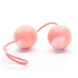 Oscillating Pink Textured Duo Ben Wa Balls 2.4oz