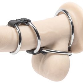 DOMINIX Deluxe 4 Ring Leather and Metal Cock Harness