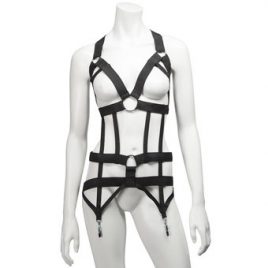 Stretchy Bondage Body Harness with Garter Belt