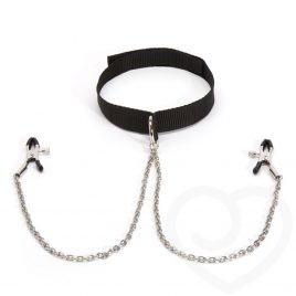 Lovehoney BASICS Bondage Collar with Nipple Clamps