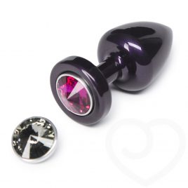 Diogol Aluminum Petite Butt Plug with Swarovski Crystals Pink & Black