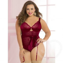 Seven ’til Midnight Plus Size Underwired Red Wine Teddy