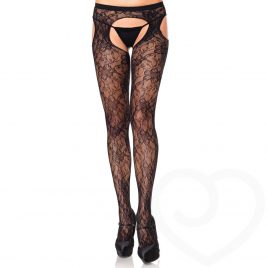 Leg Avenue Floral Lace Crotchless Tights