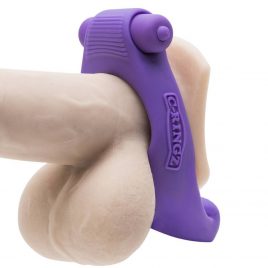 Vibrating Silicone Cock Ring with Perineum Stimulator