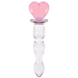 Crystal Heart Wavy Glass Dildo 6 Inch