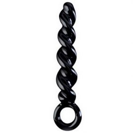Icicles No 39 Twist and Turn Black Spiral Glass Dildo