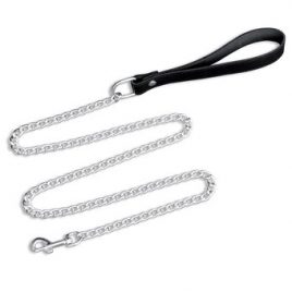 DOMINIX Deluxe Leather Handle Chain Leash