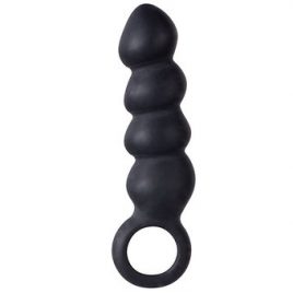 Beaded Silicone Butt Plug with Finger Loop