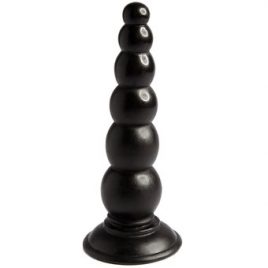 Beaded Black Anal Dildo with Suction Cup Base 6.5 Inch