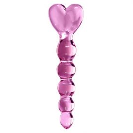 Icicles No 43 Heart-Shaped Ribbed Glass Dildo
