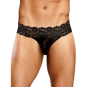 Male Power Scandal Lace Micro Thong with Pinch Back