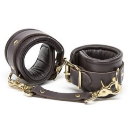 Coco de Mer Brown Leather Wrist Cuffs S/M