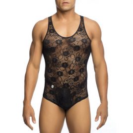 Malebasics Men’s Black Lace Bodysuit with Zip Back