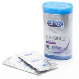 Durex Invisible Extra Lubricated Condoms (12 Count)