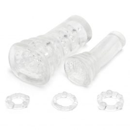 Solo Pleasure Cock Ring and Masturbator Kit for Him (5 Piece)