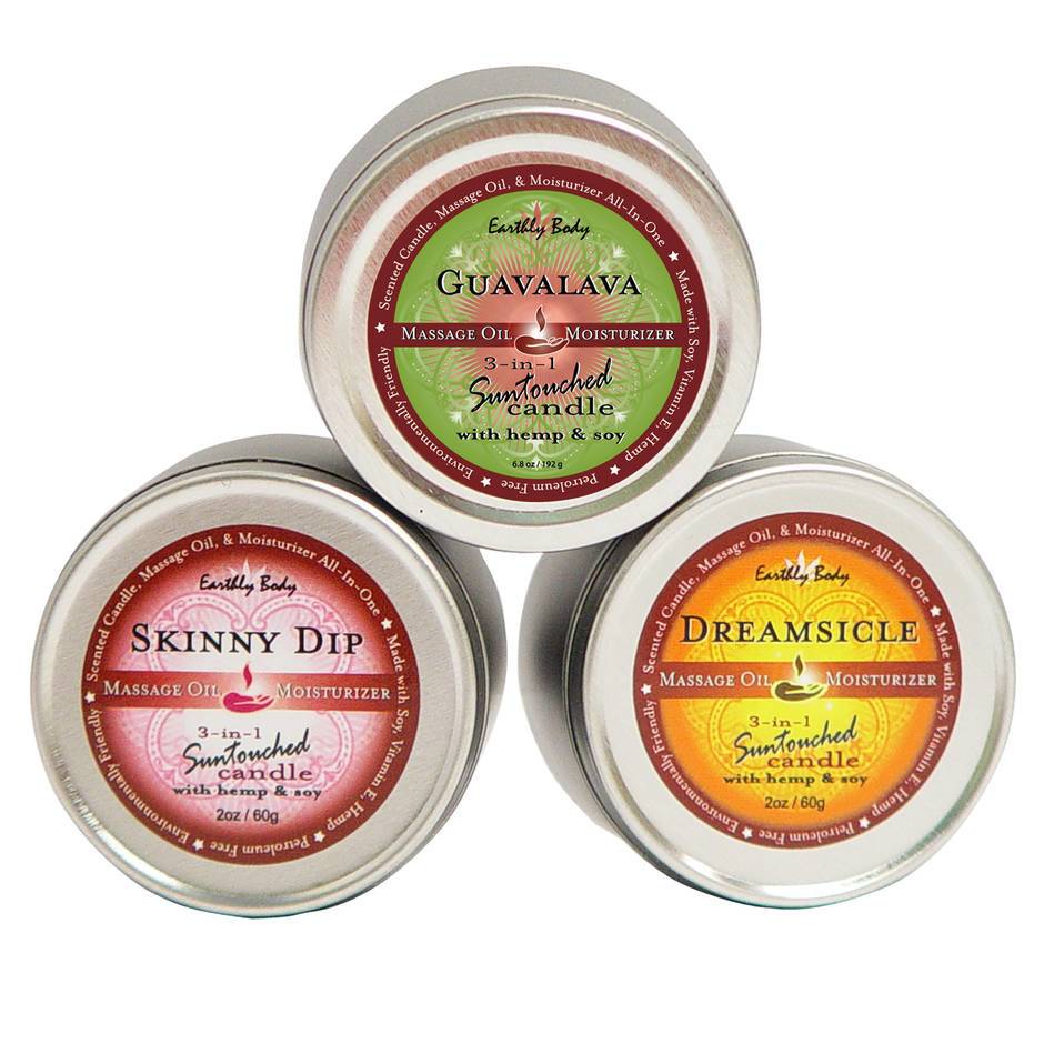 Earthly Body Trio 3-in-1 Mini Massage Candles (3 x 2oz Pack)