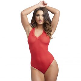 Lovehoney Red Crotchless Halterneck Teddy