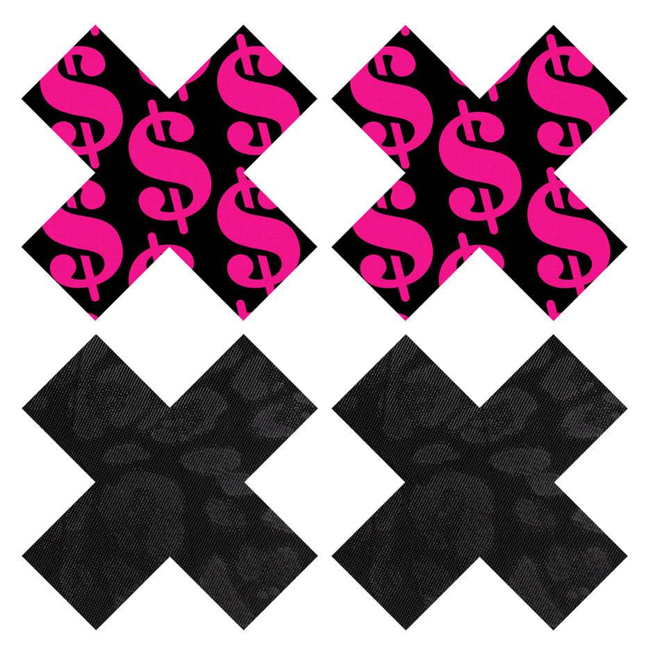 Peekaboos Dollar Sign and Leopard Print Nipple Pasties (2 Pack)