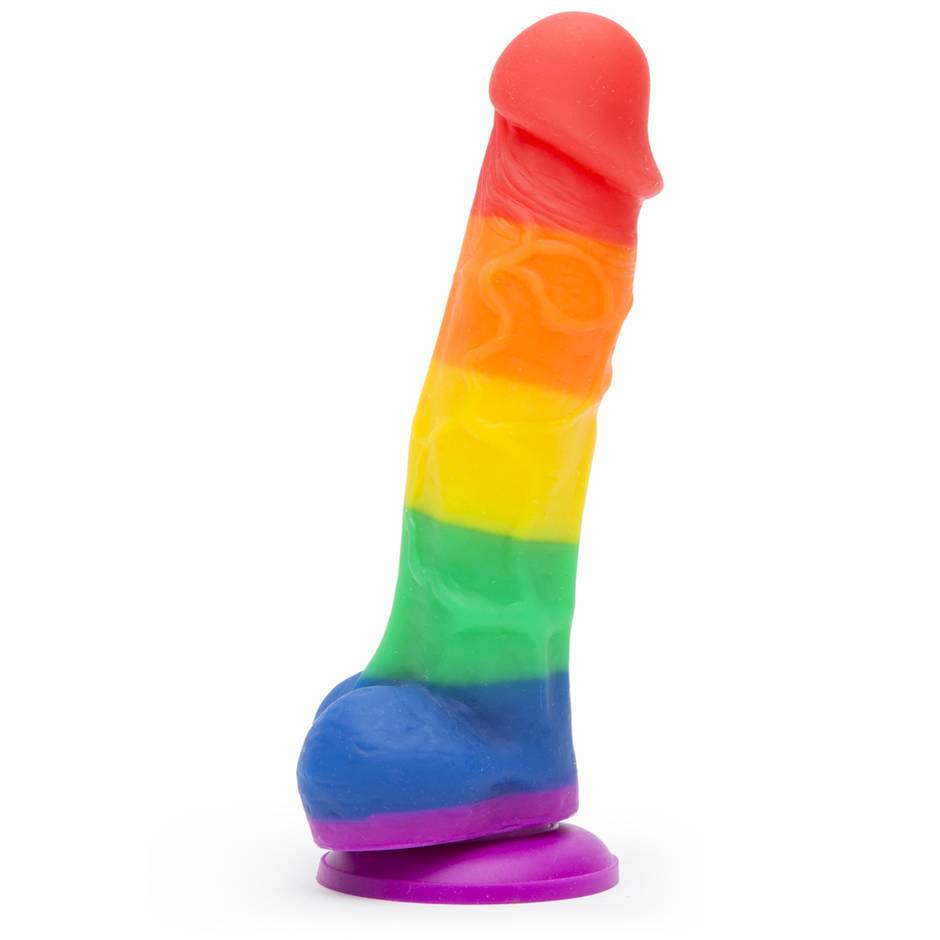 Rainbow Silicone Realistic Suction Cup Dildo with Balls 5 Inch