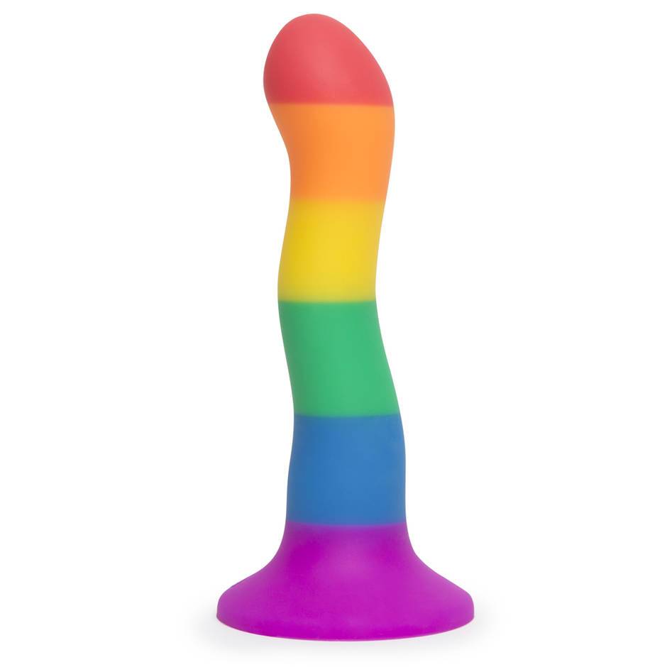 Rainbow Silicone Curved Dildo with Suction Cup 6 Inch