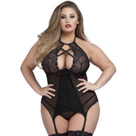 Lovehoney Plus Size Twilight Temptation Halterneck Basque Set