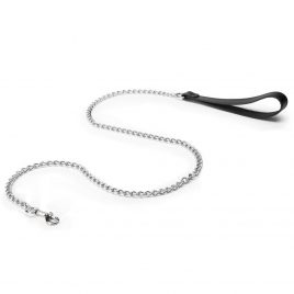 DOMINIX Deluxe Leather Handle Chain Leash