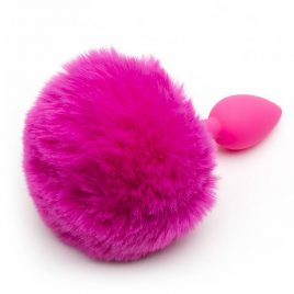 Neon Silicone Bunny Tail Butt Plug