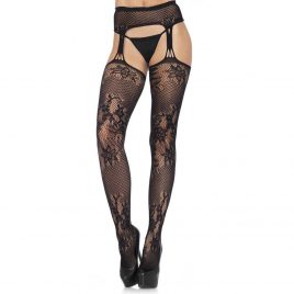 Leg Avenue Floral Lace All-in-One Garter Pantyhose