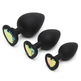 Luxe Jeweled Butt Plug Set with Rainbow Crystal (3 Piece)