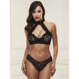 Baci Lingerie Black Lace Collared Bra Set