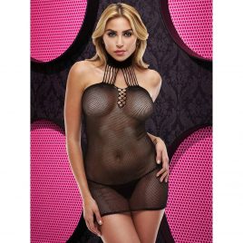Lapdance Black Fishnet and Lace Mini Dress