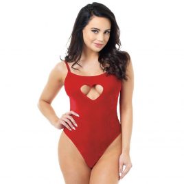 Dreamgirl Red Heart Cut-Out Velvet Teddy