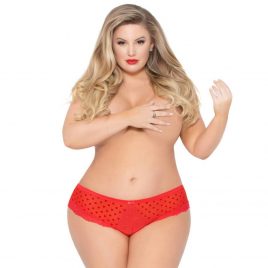 Seven ’til Midnight Plus Size Red Heart Mesh Strappy Back Shorts