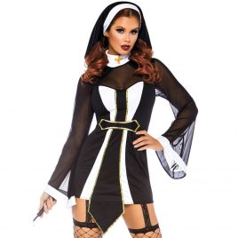 Leg Avenue Black Naughty Nun Set