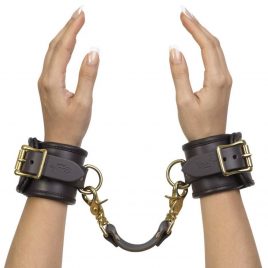 Coco de Mer Brown Leather Wrist Cuffs L/XL