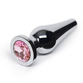 LuxGem Pink Jeweled Metal Butt Plug 4 Inch