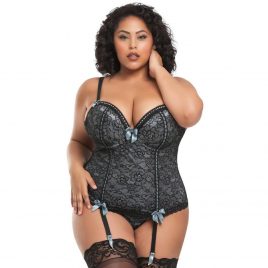 Lovehoney Plus Size Silver Push-Up Basque Set