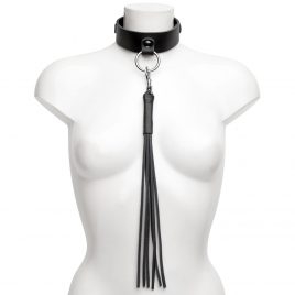 DOMINIX Deluxe Leather Collar with Detachable Flogger