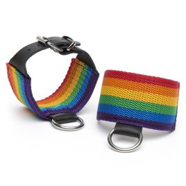 Bondage Boutique Rainbow and Leather Wrist Cuffs