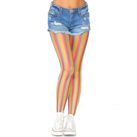 Leg Avenue Rainbow Striped Fishnet Tights