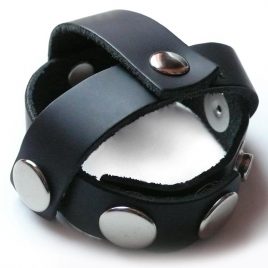 KinkLab Snap On Ball Splitting Cock Harness, Leather