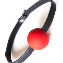 KinkLab Red Silicone Ball Gag w/ Leather Straps