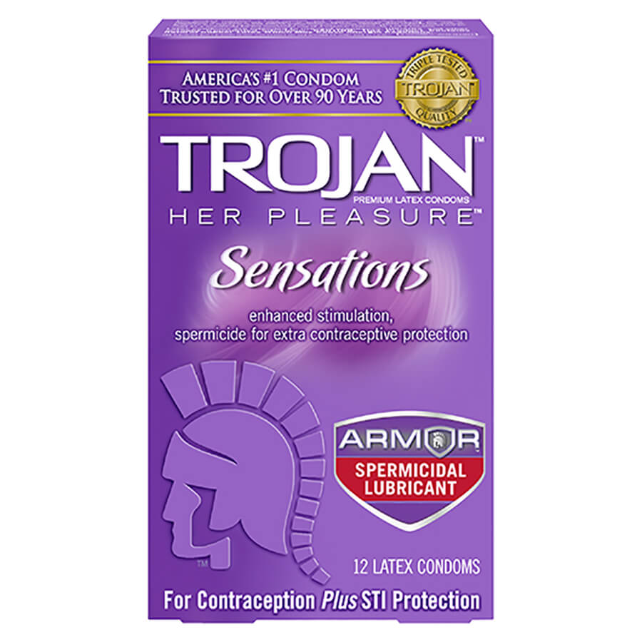Trojan Her Pleasure Spermicidal Lubricated Condoms - 100-Pack