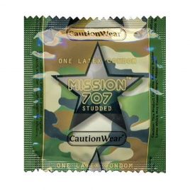 Caution Wear Mission 707 Studded Condoms - 100-Pack