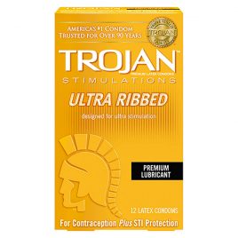 Trojan Ultra Ribbed Lubricated Condoms - 36-Pack