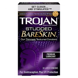 Trojan Studded BareSkin Lubricated Condoms - 100-Pack