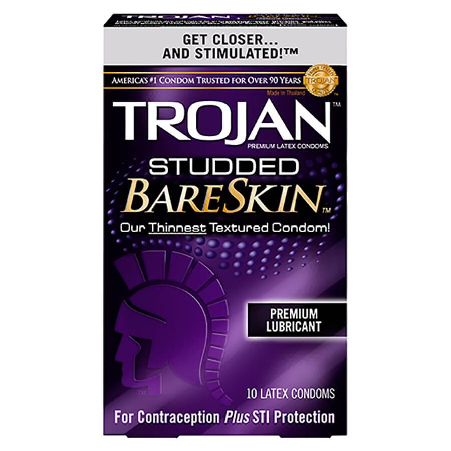 Trojan Studded BareSkin Lubricated Condoms - 100-Pack