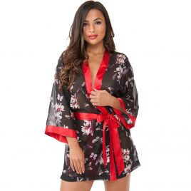 Lovehoney Black Floral Sheer Robe