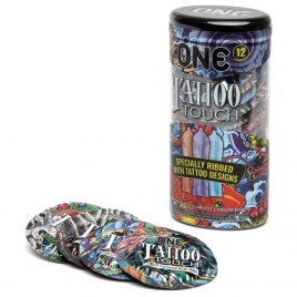 ONE Tattoo Touch Ribbed Condoms (12 Count)